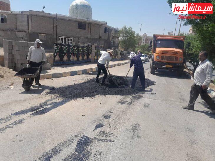 عملیات لکه گیری آسفالت مناطق مختلف شهر ادامه دارد