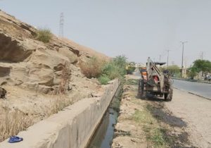 لایروبی محور اصلی نفتک به ریل‌وی به همت شهرداری مسجدسلیمان