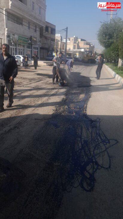 عملیات لکه گیری روکش آسفالت منطقه نفتک به چهاربیشه