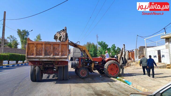 اجرای طرح پاکسازی میدان ورودی شهر حد فاصل هوانیروز، توسط شهرداری مسجدسلیمان 