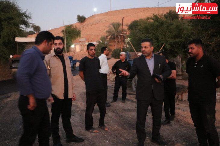 بازدید شهردار مسجدسلیمان بهمراه رئیس و نائب رئیس شورای شهر از روند اجرای آسفالت محله باغ چشمه علی