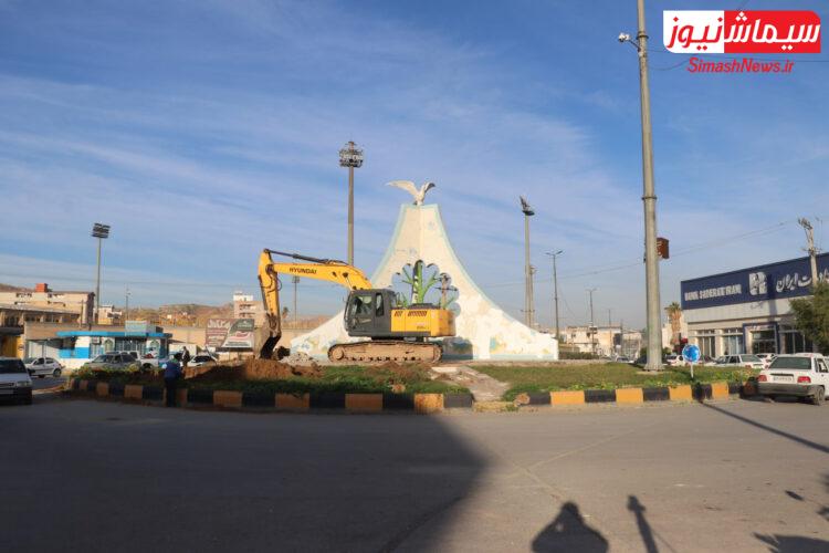 آغاز اصلاح هندسی و بازسازی میدان بانک ملی(جانباز)