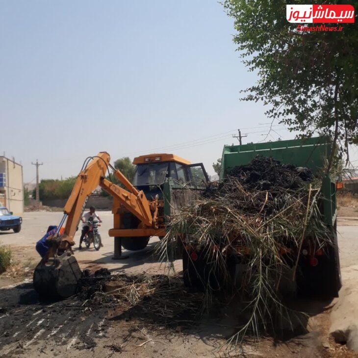 عملیات لایروبی کانال و پاکسازی منطقه بی بی یان و سایر مناطق شهری توسط شهرداری مسجدسلیمان